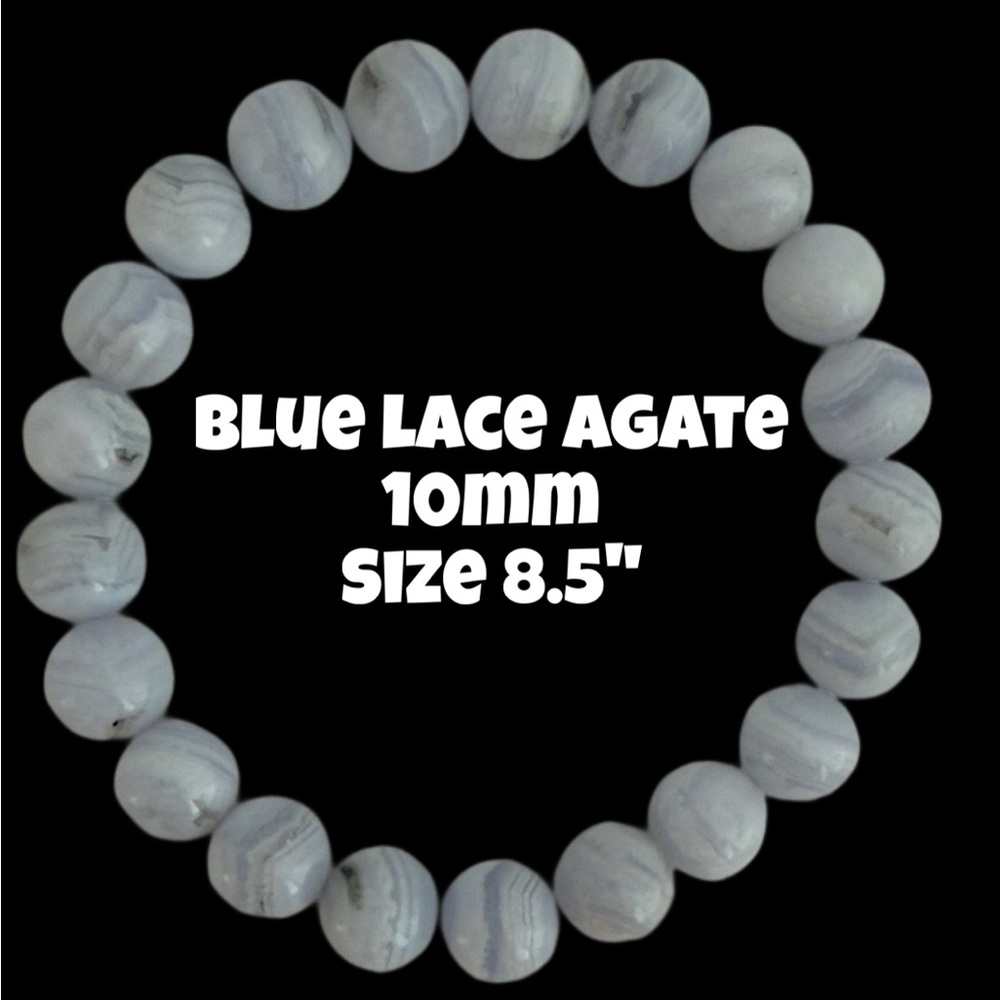 Authentic Blue‎ Lace Agate Stretchy Bracelet by Bombshell Beads
